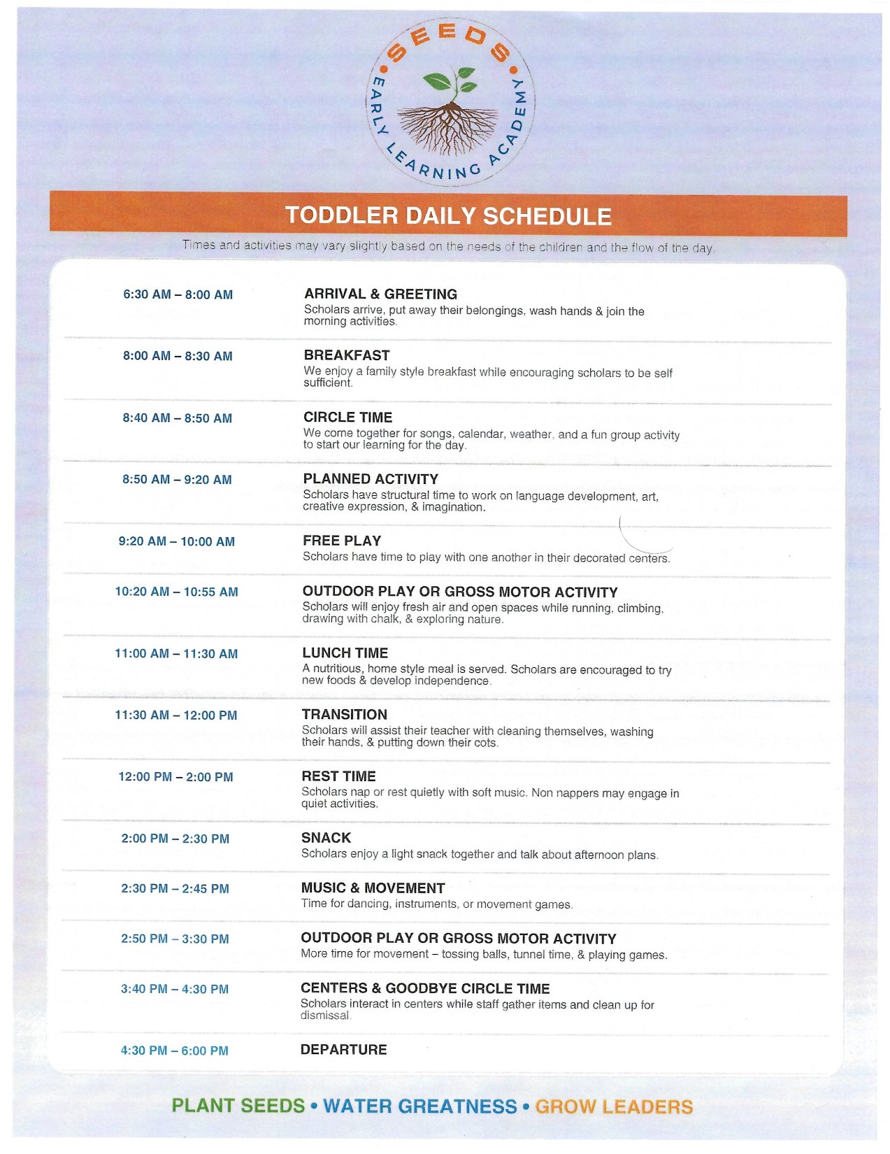 Toddler Daily Schedule